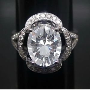 3.22 CT White Sapphire Solitaire Ring In Sterling Silver